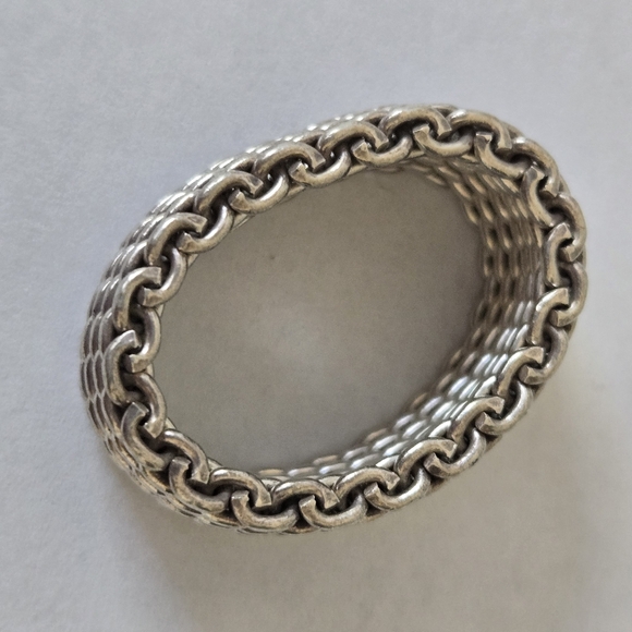 Tiffany & Co Classic Somerset Mesh Basket Weave .925 Sterling Silver Ring Size 7 - Picture 10 of 16